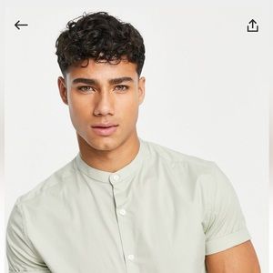 Asos Design long/tall XXL shirt with crew collar in sage green